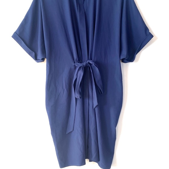 (A9) Alton Gray keyhole back Navy Blue shirtdress with pockets, Size 4 - Picture 3 of 14